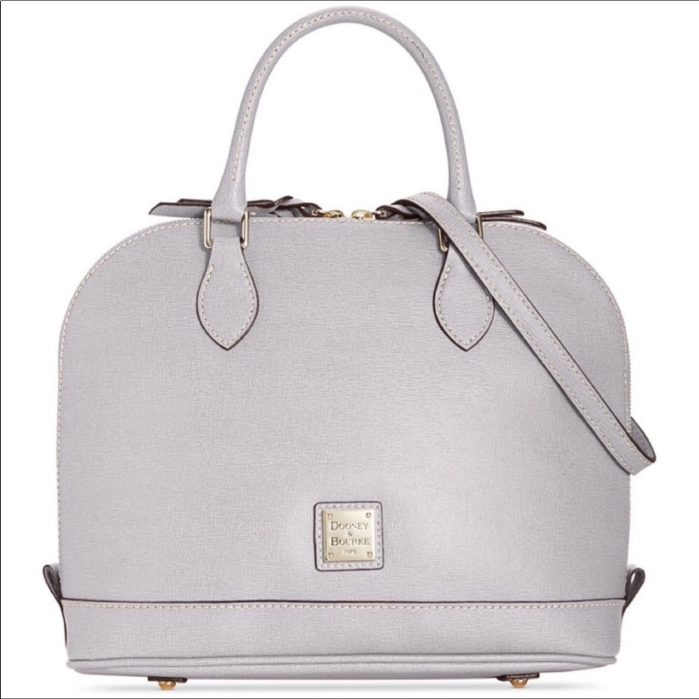 ✨NEW✨Dooney & Bourke Saffiano Zip Zip Satchel in Light Grey